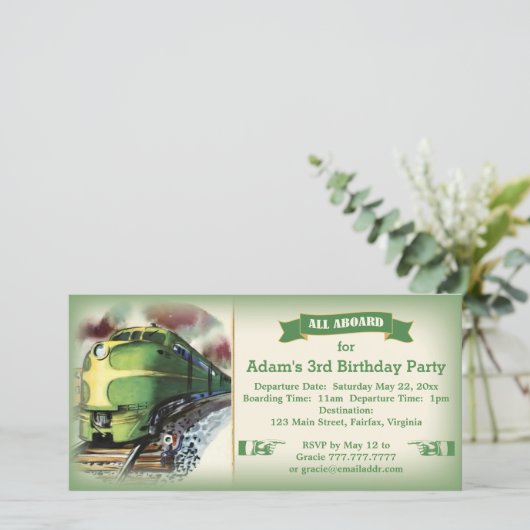 ヴィンテージディーゼル列車の誕生日パーティーの招待 (スタンド正面)