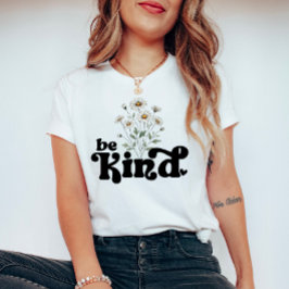 ヴィンテージデイジーと引用文- Be Kind Tシャツ