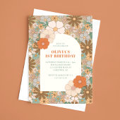 ヴィンテージデイジーアーチ1st誕生日 招待状