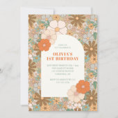 ヴィンテージデイジーアーチ1st誕生日 招待状 (正面)