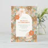 ヴィンテージデイジーアーチ1st誕生日 招待状 (スタンド正面)