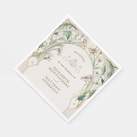 ヴィンテージデイジーアールヌーボーバイアルフォンスミュシャ スタンダードランチョンナプキン (角)