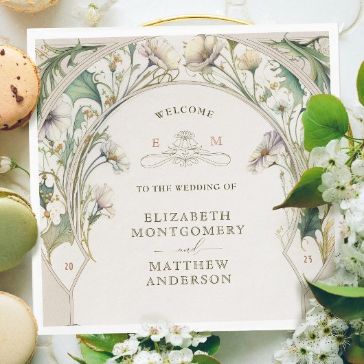 ヴィンテージデイジーアールヌーボーバイアルフォンスミュシャ スタンダードランチョンナプキン