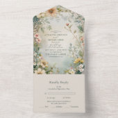 ヴィンテージデイジーアールヌーボー結婚ミュシャ オールインワン招待状 (内側)