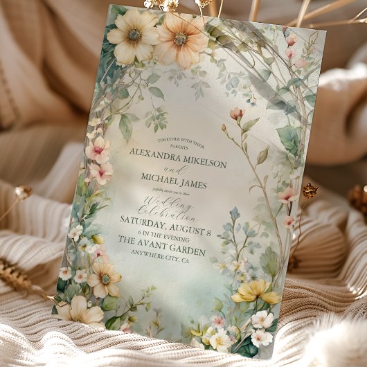 ヴィンテージデイジーアールヌーボー結婚ミュシャ 招待状