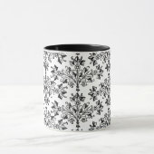 ヴィンテージデイジーダマスクホワイトコーヒーマグのエッチング マグカップ (中央)