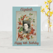 ヴィンテージデイジーバタフライフォト誕生日 カード (黄色い花)