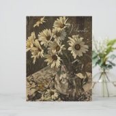 ヴィンテージデイジーパターンフローラセピアスクラップブック紙 (スタンド正面)