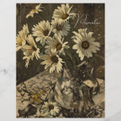 ヴィンテージデイジーパターンフローラセピアスクラップブック紙 (正面)