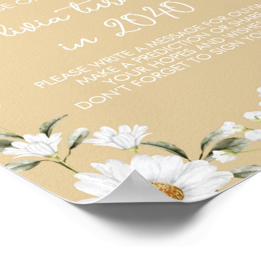 ヴィンテージデイジービー誕生日タイムカプセル標識 ポスター (角)