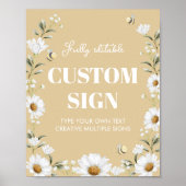 ヴィンテージデイジービー誕生日パーティーテーブルサイン ポスター (正面)