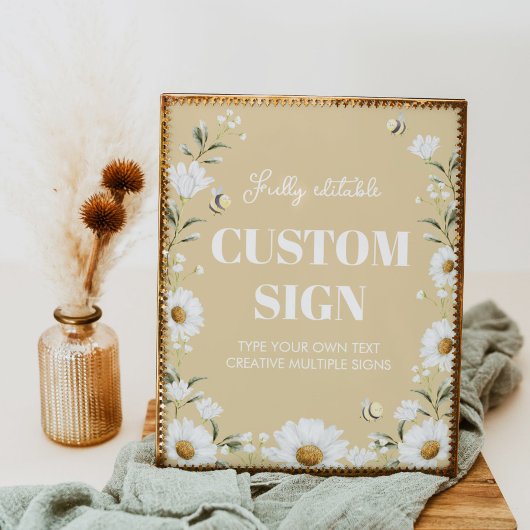 ヴィンテージデイジービー誕生日パーティーテーブルサイン ポスター