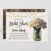 ヴィンテージデイジーフラワーズメイソンジャーブライダルシャワー 招待状 (正面/裏面)