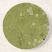 ヴィンテージデイジーフローラ緑の壁紙 コースター (正面)