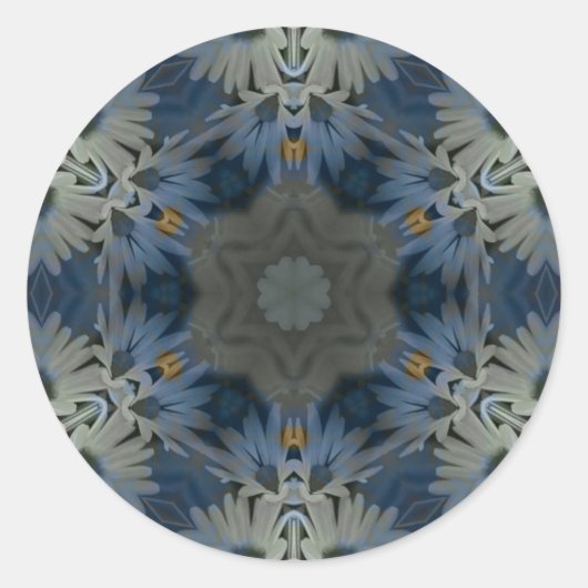 ヴィンテージデイジーブルーフローラ ラウンドシール (正面)