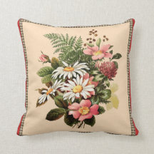 ヴィンテージデイジーブーケ装飾用クッション