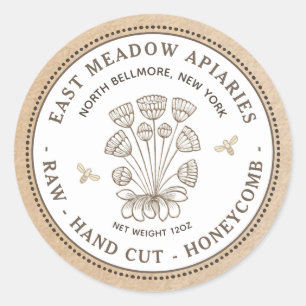 ヴィンテージデイジー及びクラフト上のビーハニカムラベル ラウンドシール