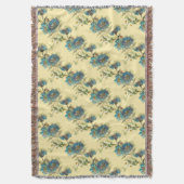 ヴィンテージデイジー及びコーンフラワー花柄 スローブランケット (正面縦)