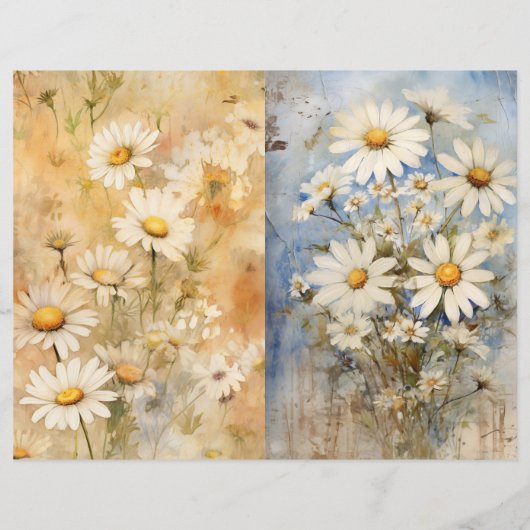 ヴィンテージデイジー及び積み重ね帳簿スクラップブック紙 (裏面)