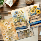 ヴィンテージデイジー及び積み重ね帳簿スクラップブック紙