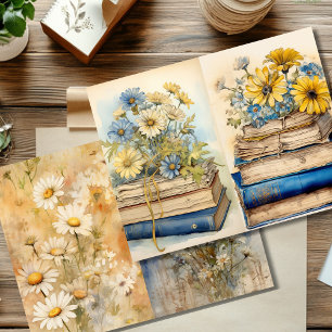 ヴィンテージデイジー及び積み重ね帳簿スクラップブック紙