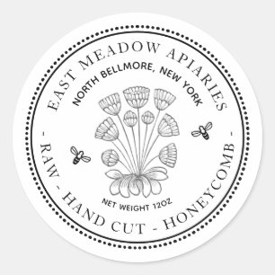 ヴィンテージデイジー及び蜂ハニカムハニーホワイトラベル ラウンドシール