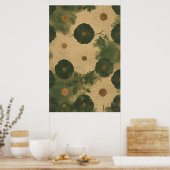 ヴィンテージデイジー園：手描き植物文様 ポスター (キッチン)