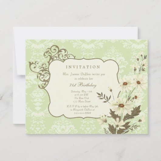 ヴィンテージデイジー第70~79回エレガントバースデーパーティー 招待状 (正面)