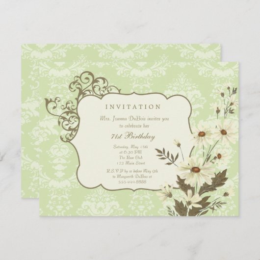 ヴィンテージデイジー第70~79回エレガントバースデーパーティー 招待状 (正面/裏面)