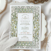 ヴィンテージデイジー結婚ズアールヌーボーバイミュシャInvit 招待状