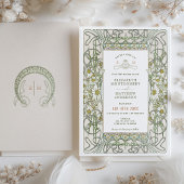 ヴィンテージデイジー結婚ズアールヌーボーバイミュシャInvit 招待状