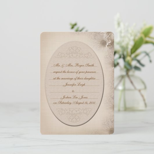 ヴィンテージデイジー結婚式招待状 招待状 (スタンド正面)