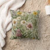 ヴィンテージデイジー花と野花 クッション (ブランケット)
