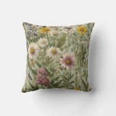 ヴィンテージデイジー花と野花 クッション (裏面)