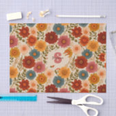 ヴィンテージデイジー花柄 薄葉紙 (クラフト)