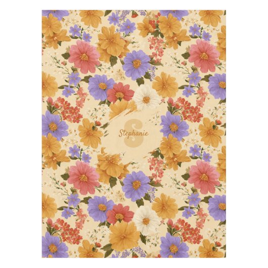 ヴィンテージデイジー花柄(2) テーブルクロス (正面)