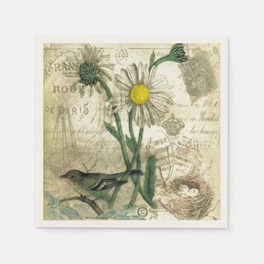 ヴィンテージデイジー スタンダードカクテルナプキン (正面)