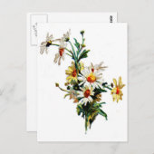 *ヴィンテージデイジー*フラワーアート ポストカード (正面/裏面)