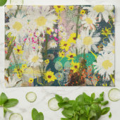 ヴィンテージデイジー-自然インスパイアフローラアート –  キッチンタオル (折り畳み)