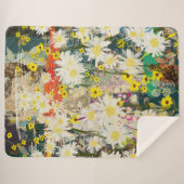 ヴィンテージデイジー-自然インスパイアフローラアート –  シェルパブランケット (正面(横))