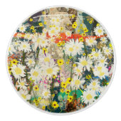 ヴィンテージデイジー-自然インスパイアフローラアート – セラミックノブ (正面)