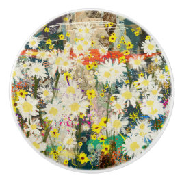 ヴィンテージデイジー-自然インスパイアフローラアート –  セラミックノブ