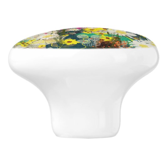 ヴィンテージデイジー-自然インスパイアフローラアート – セラミックノブ (側面)