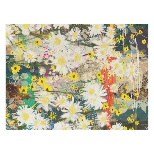 ヴィンテージデイジー-自然インスパイアフローラアート – テーブルクロス (正面(横))