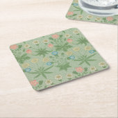 ヴィンテージデイジー- William Morrisフローラルパターン スクエアペーパーコースター (アングル)