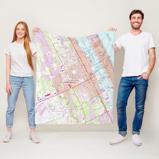 ヴィンテージデイトナビーチフロリダの地図（1952年） フリースブランケット (インサイチュ)