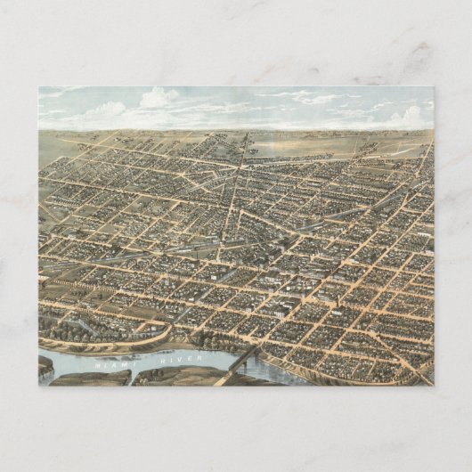 ヴィンテージデイトン・オハイオの地図(1870年) ポストカード (正面)