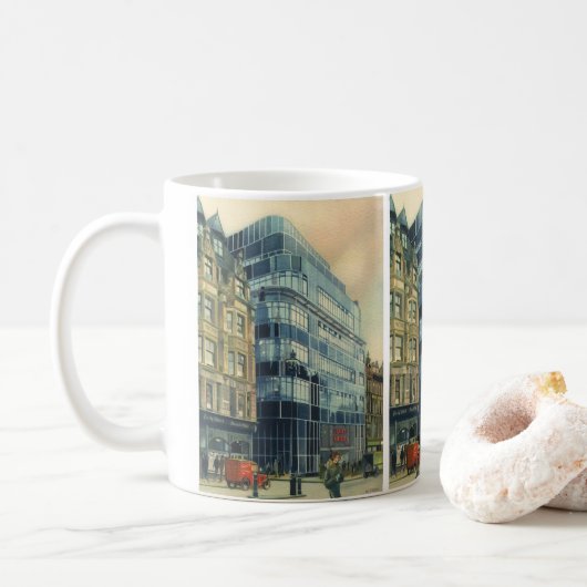 ヴィンテージデイリー表現建物オン艦隊通り コーヒーマグカップ (ドーナツ)