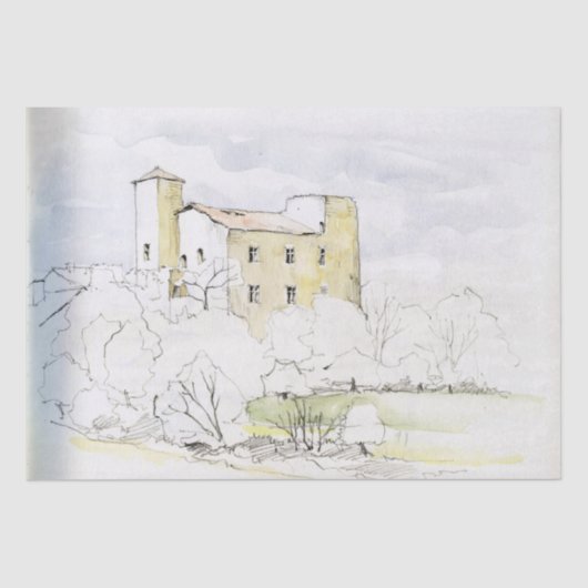 ヴィンテージデカップカントリーフランスのシャトー 薄葉紙 (正面)