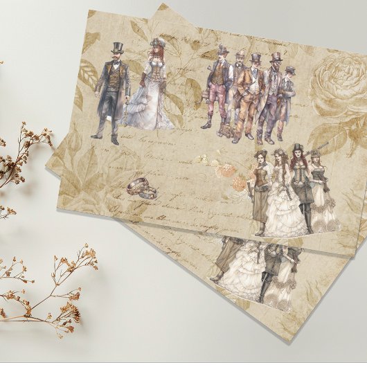 ヴィンテージデカップステームパ結婚ンク 薄葉紙